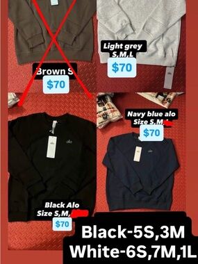 ALO Yoga Men’s Crewneck Sweatshirt - Black, Navy, Light Grey